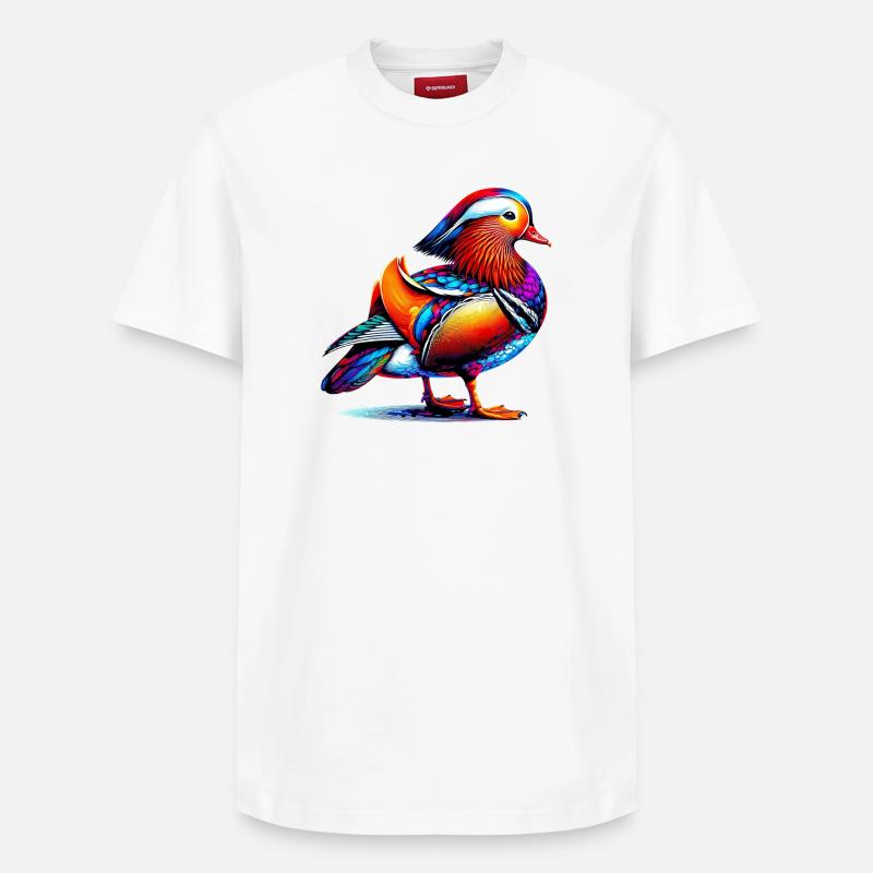 Canard mandarin - T-shirt unisexe décontracté en coton Supima – de SPREAD - blanc