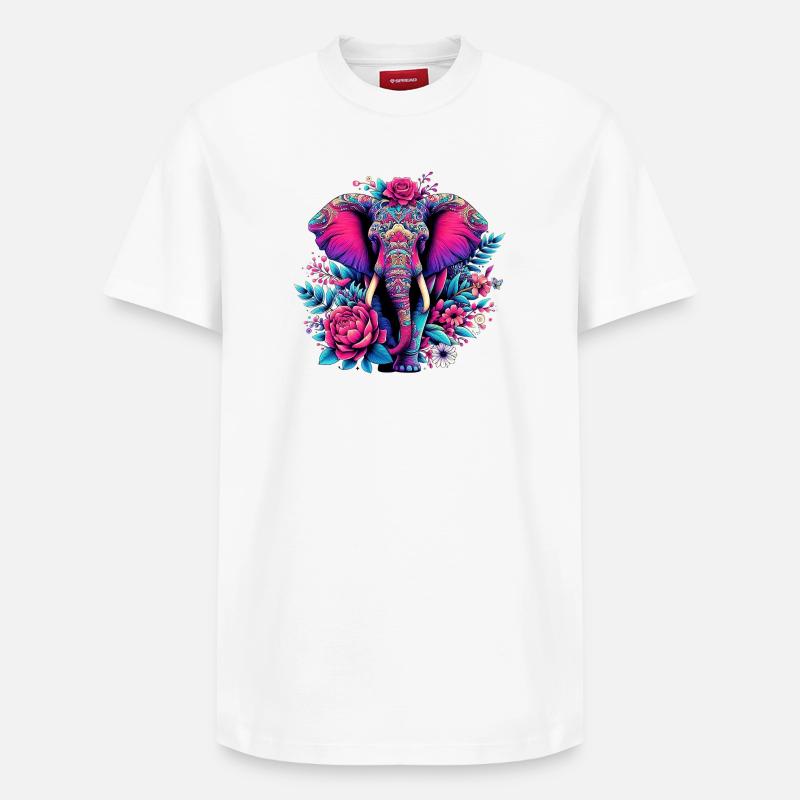 Éléphant - T-shirt unisexe décontracté en coton Supima – de SPREAD - blanc