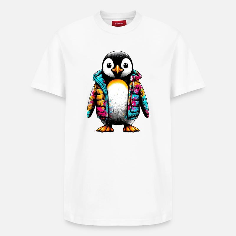 Penguin with jacket jacket - Relaxed Unisex Supima Cotton T-Shirt – by SPREAD - white