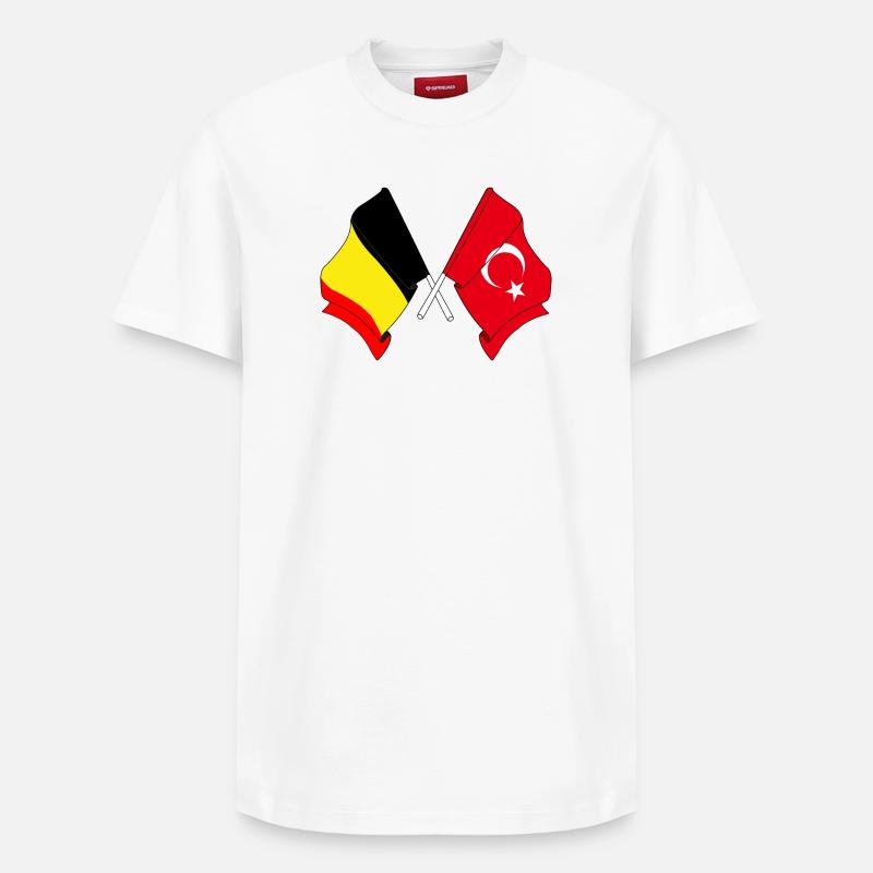 Drapeau Belgique, drapeau Turquie - T-shirt unisexe décontracté en coton Supima – de SPREAD - blanc
