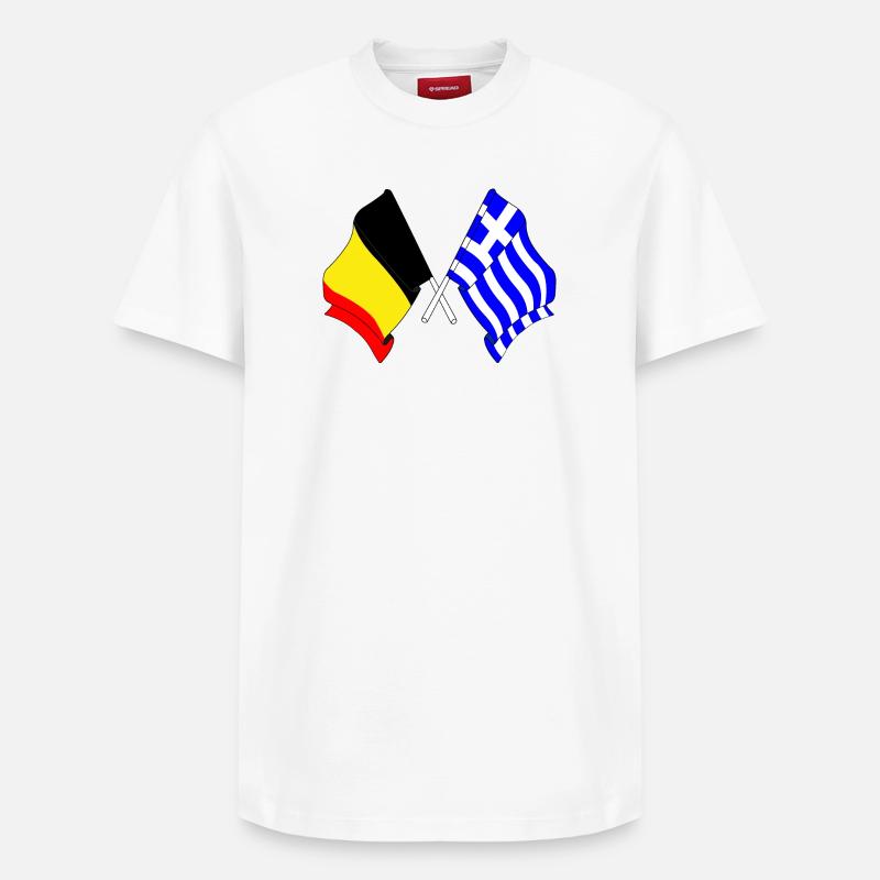 Drapeau Belgique, drapeau Grèce - T-shirt unisexe décontracté en coton Supima – de SPREAD - blanc