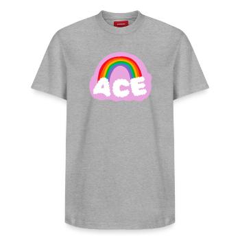 Asexualität, asexuell, Ass - Relaxed Unisex Supima Cotton T-Shirt – von SPREAD - Grau meliert - Vorne - AI Model Female 172 dark (172cm) & AI Model Male 185 dark (185cm)