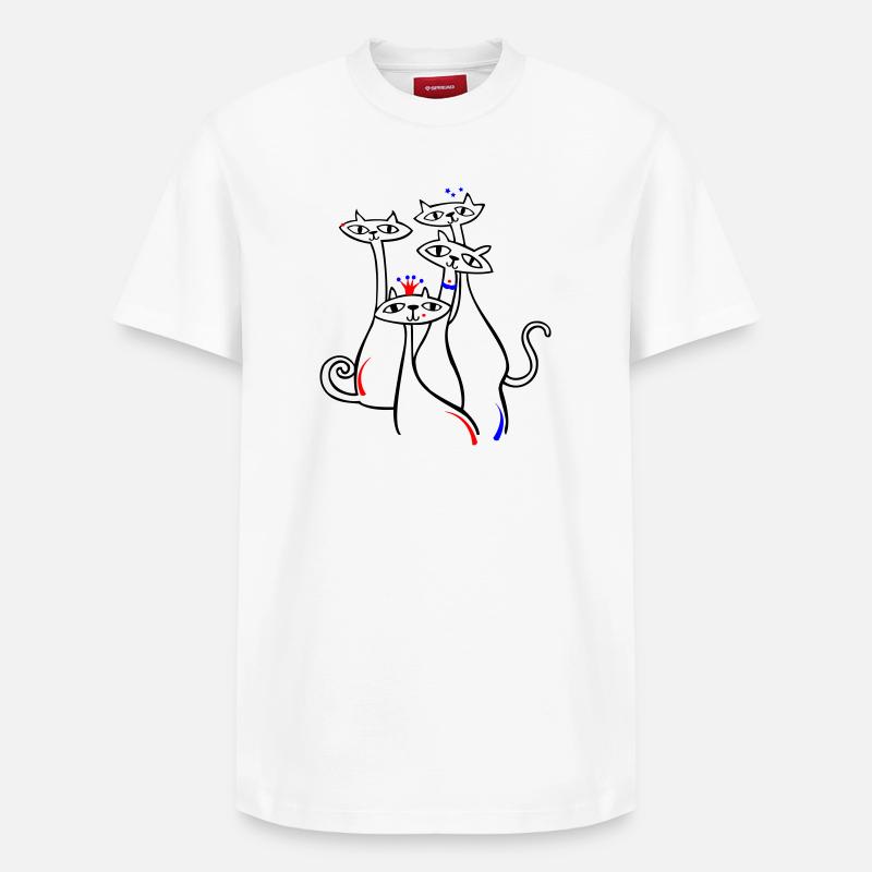 Chats en pose - T-shirt unisexe décontracté en coton Supima – de SPREAD - blanc