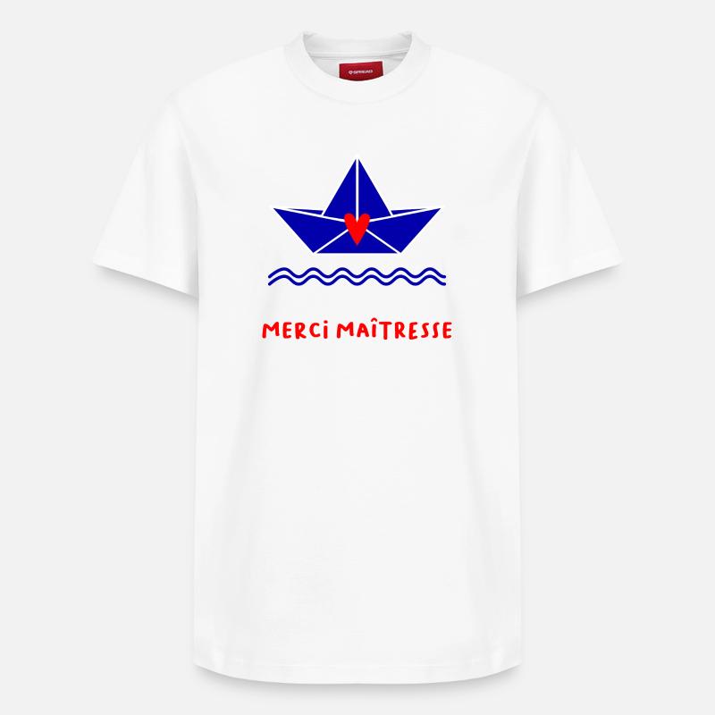 MAÎTRESSE. MERCI. MERCI MAÎTRESSE - T-shirt unisexe décontracté en coton Supima – de SPREAD - blanc