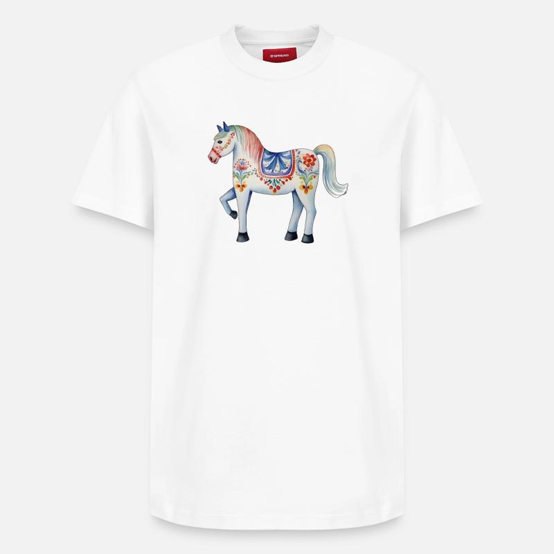 Dalapferd - Relaxed Unisex Supima Cotton T-Shirt – von SPREAD - Weiß