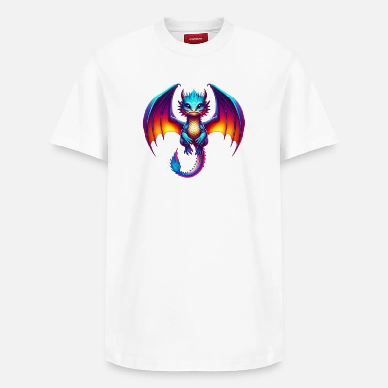 Drache - Relaxed Unisex Supima Cotton T-Shirt – von SPREAD - Weiß