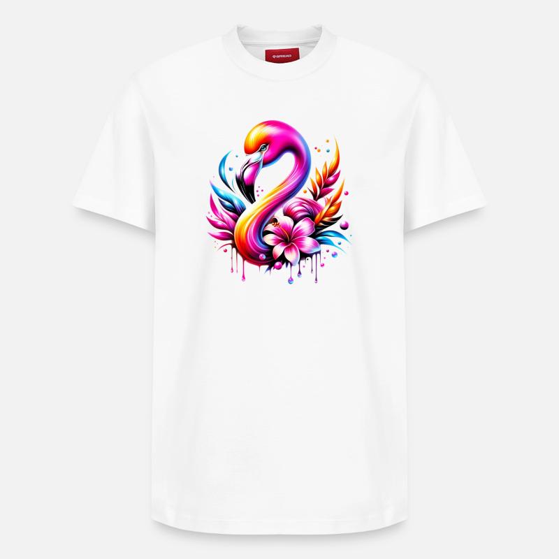 Flamant - T-shirt unisexe décontracté en coton Supima – de SPREAD - blanc