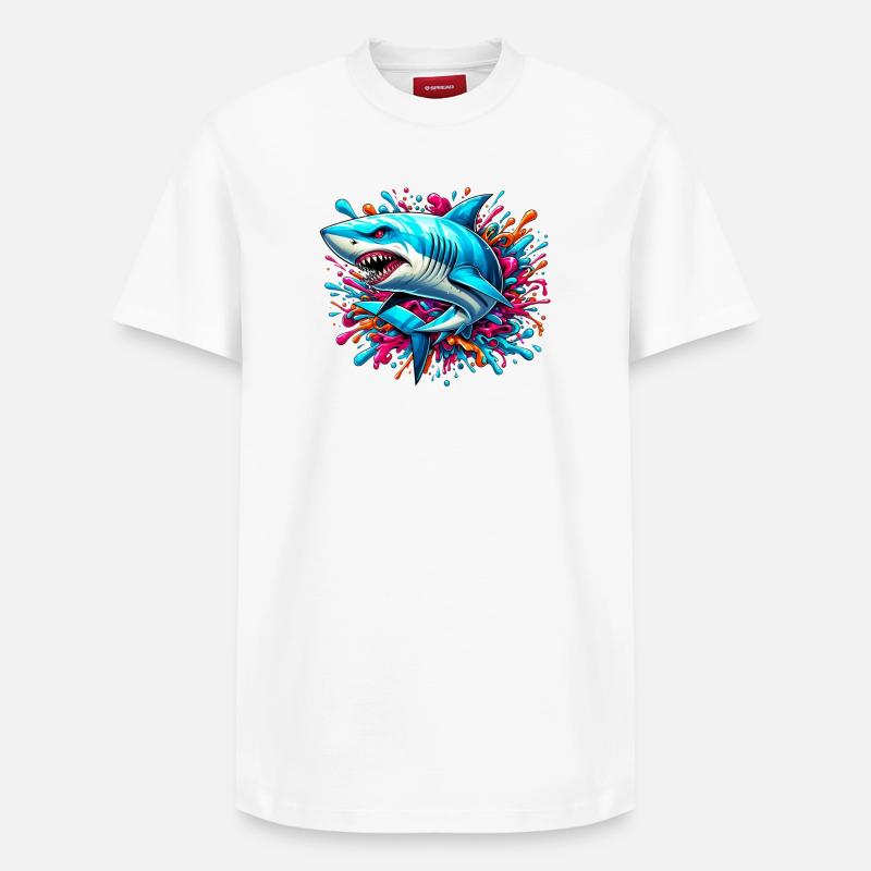 Requin - T-shirt unisexe décontracté en coton Supima – de SPREAD - blanc