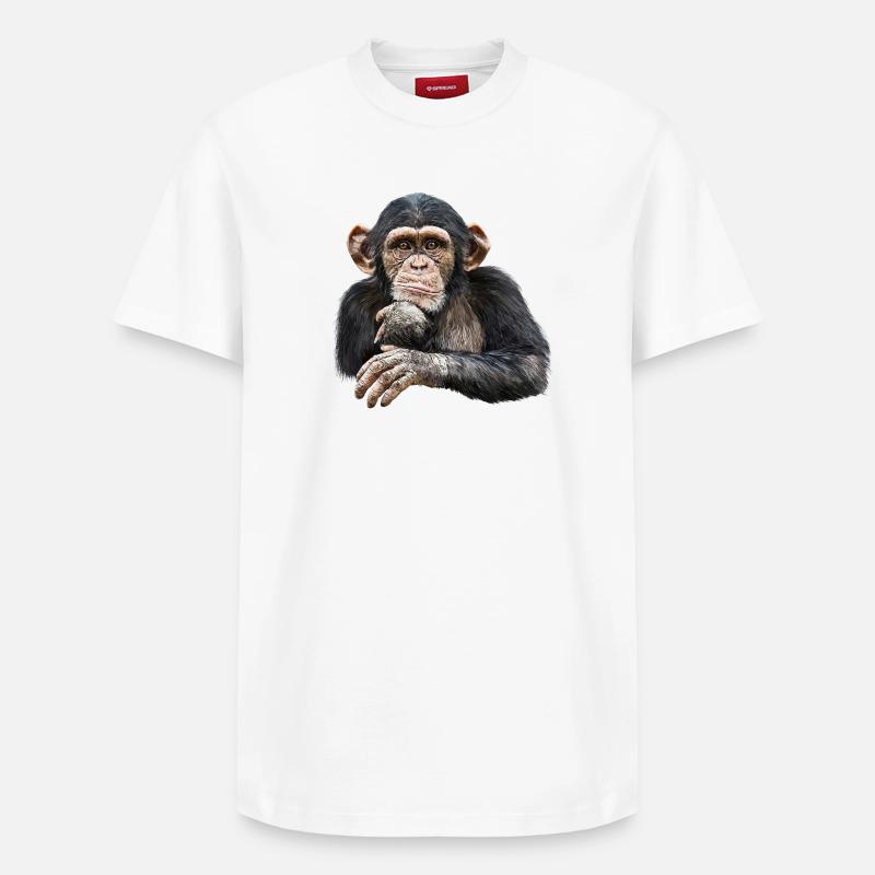 Chimpanzé - T-shirt unisexe décontracté en coton Supima – de SPREAD - blanc