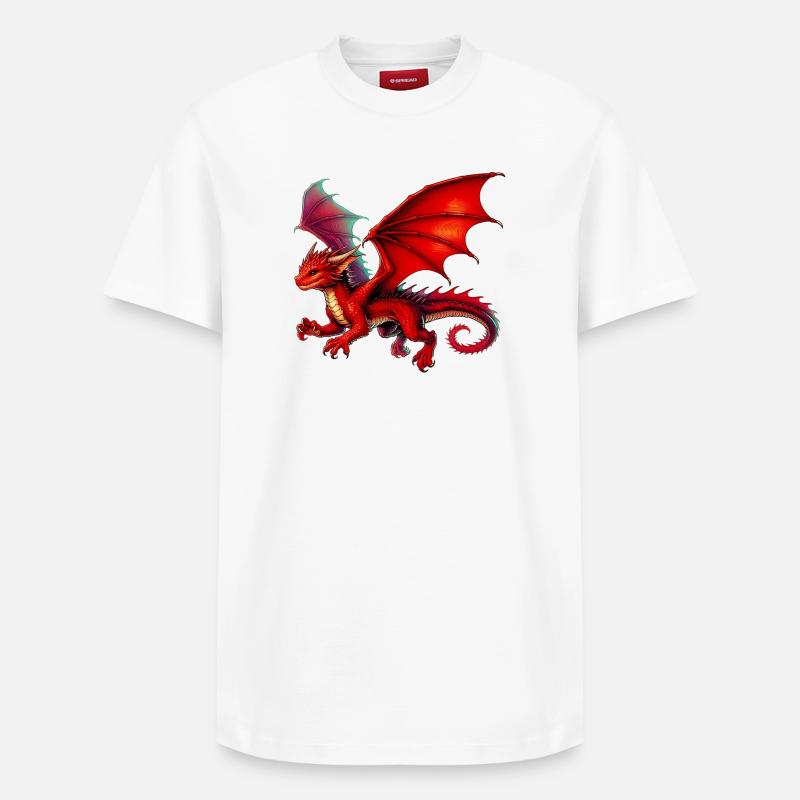 Drache - Relaxed Unisex Supima Cotton T-Shirt – von SPREAD - Weiß