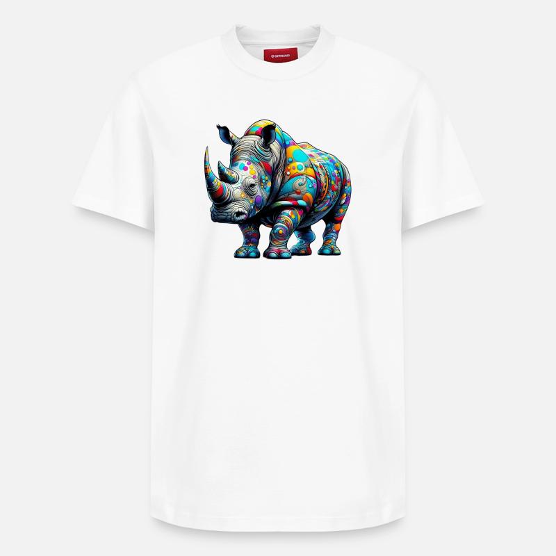 Rhinocéros - T-shirt unisexe décontracté en coton Supima – de SPREAD - blanc