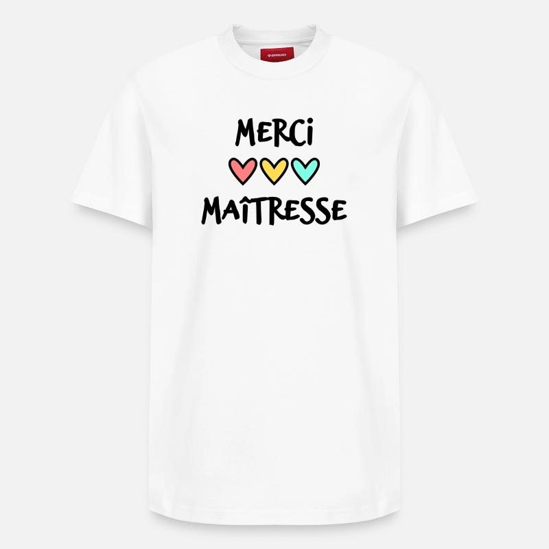 MAÎTRESSE. MERCI. MERCI MAÎTRESSE - T-shirt unisexe décontracté en coton Supima – de SPREAD - blanc