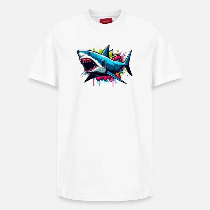 Requin - T-shirt unisexe décontracté en coton Supima – de SPREAD - blanc
