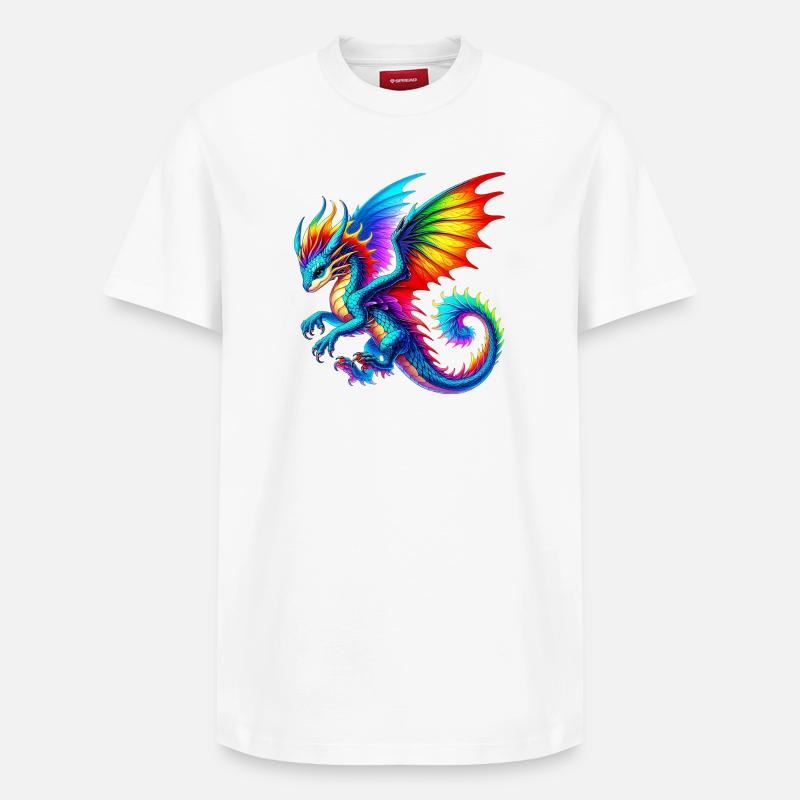 Drache - Relaxed Unisex Supima Cotton T-Shirt – von SPREAD - Weiß