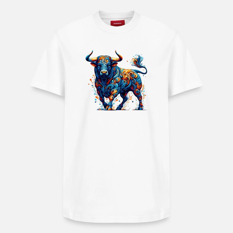 Stier - Relaxed Unisex Supima Cotton T-Shirt – von SPREAD - Weiß