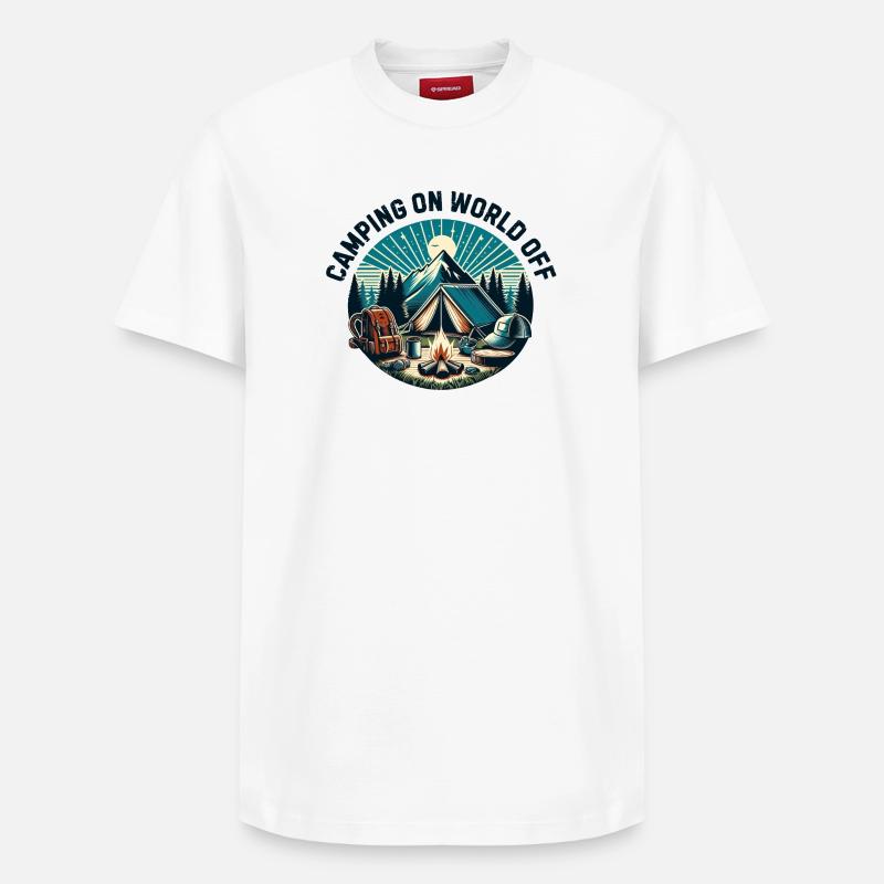 Camping sur le monde - T-shirt unisexe décontracté en coton Supima – de SPREAD - blanc