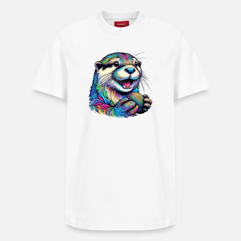 Fischotter mit Panzer - Relaxed Unisex Supima Cotton T-Shirt – von SPREAD - Weiß