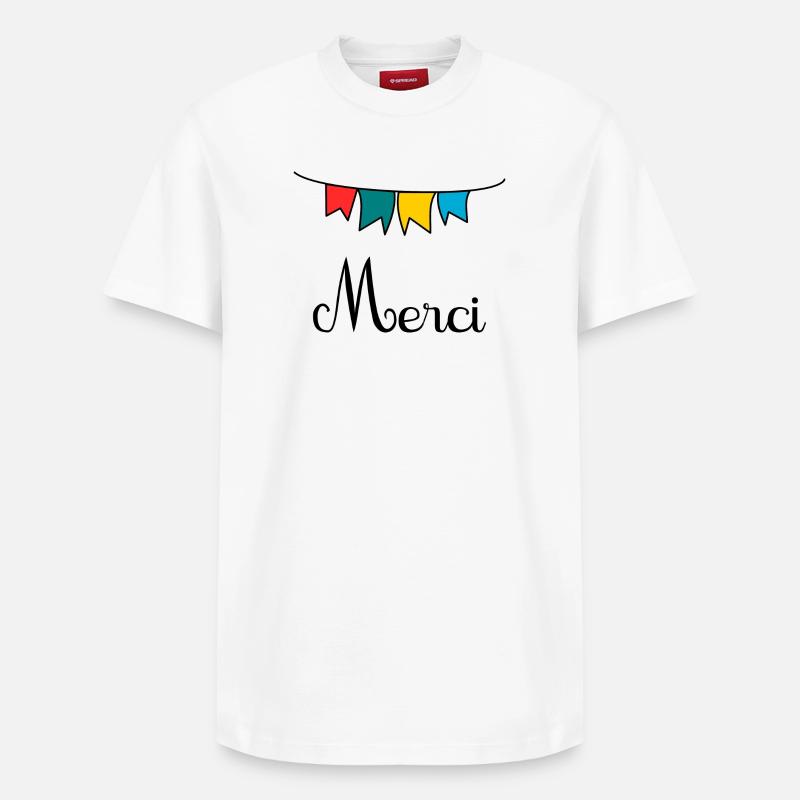 MAÎTRESSE. MERCI. MERCI MAÎTRESSE - T-shirt unisexe décontracté en coton Supima – de SPREAD - blanc