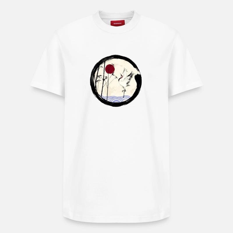 Grue japonaise - T-shirt unisexe décontracté en coton Supima – de SPREAD - blanc
