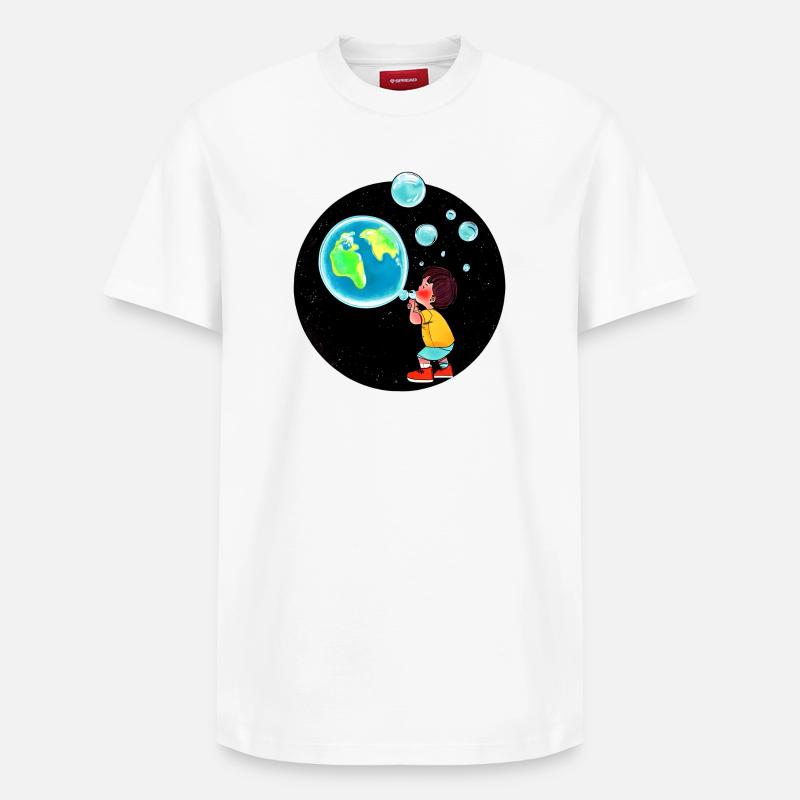 Planète Terre - T-shirt unisexe décontracté en coton Supima – de SPREAD - blanc