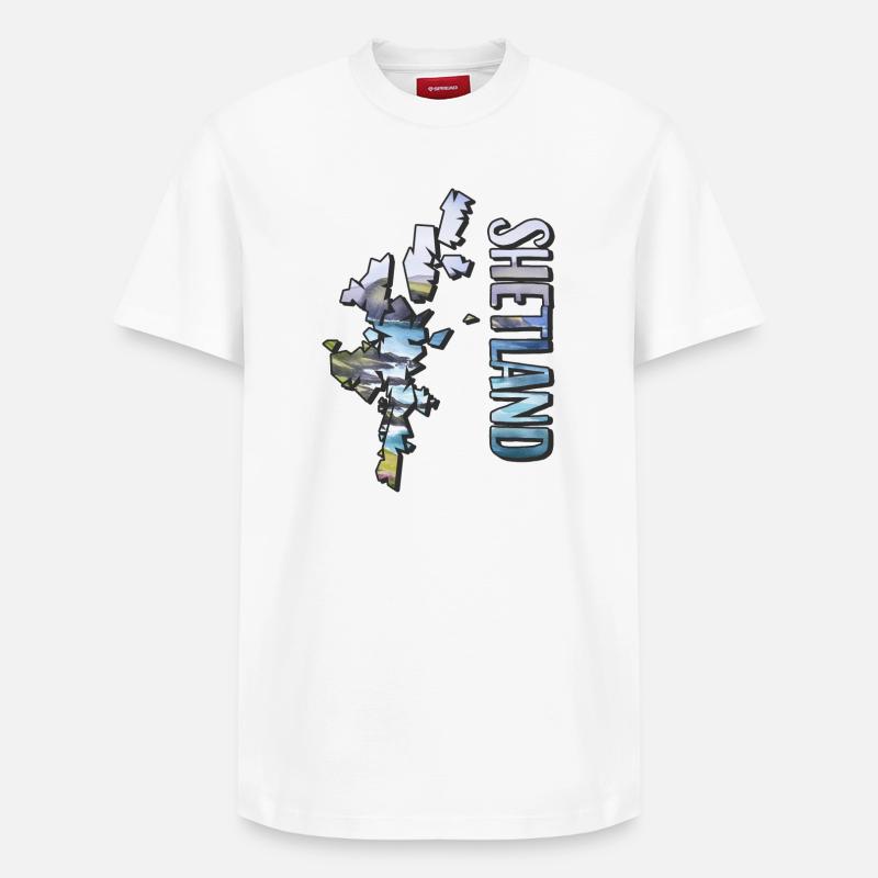 Carte à l’aquarelle Shetland - T-shirt unisexe décontracté en coton Supima – de SPREAD - blanc