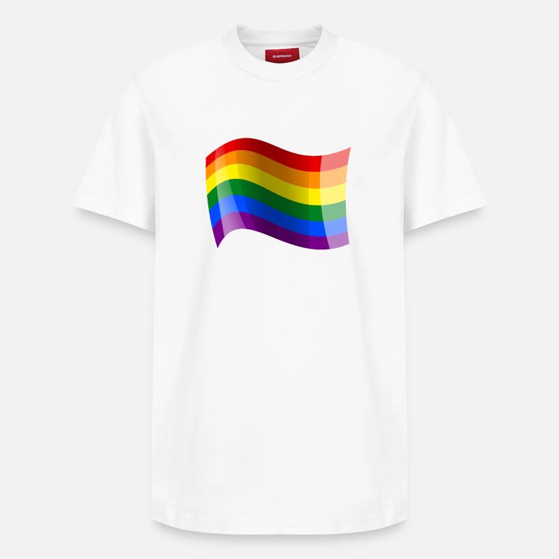 Drapeau arc-en-ciel agité - T-shirt unisexe décontracté en coton Supima – de SPREAD - blanc