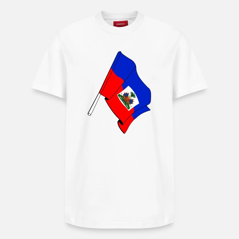 Drapeau Haïti - T-shirt unisexe décontracté en coton Supima – de SPREAD - blanc