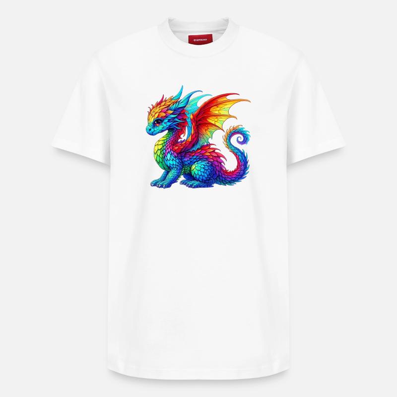Drache - Relaxed Unisex Supima Cotton T-Shirt – von SPREAD - Weiß