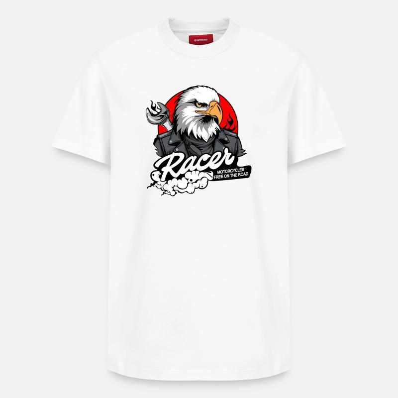 BIKER EAGLE - Relaxed Unisex Supima Cotton T-Shirt – von SPREAD - Weiß