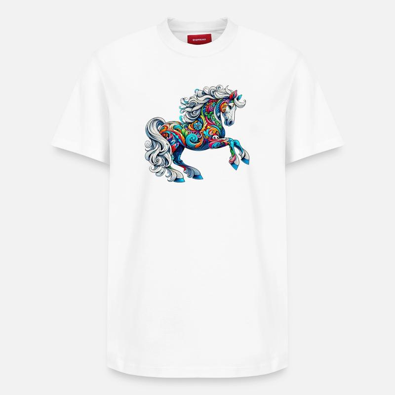 Cheval - T-shirt unisexe décontracté en coton Supima – de SPREAD - blanc