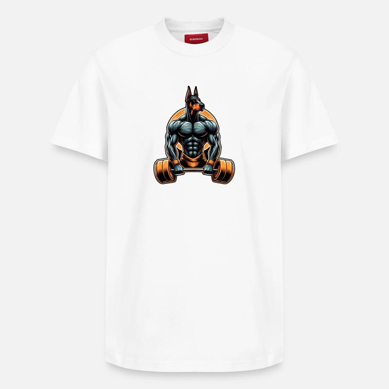 Muscle Dobermann Lifter - T-shirt unisexe décontracté en coton Supima – de SPREAD - blanc