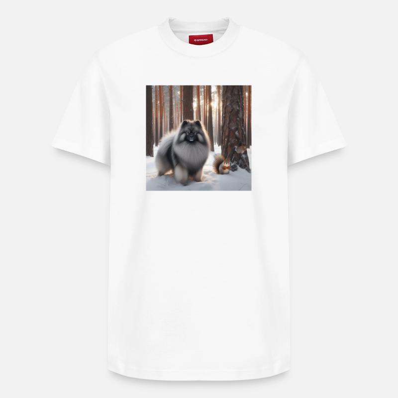 Wolfspitz im Schnee - Relaxed Unisex Supima Cotton T-Shirt – von SPREAD - Weiß