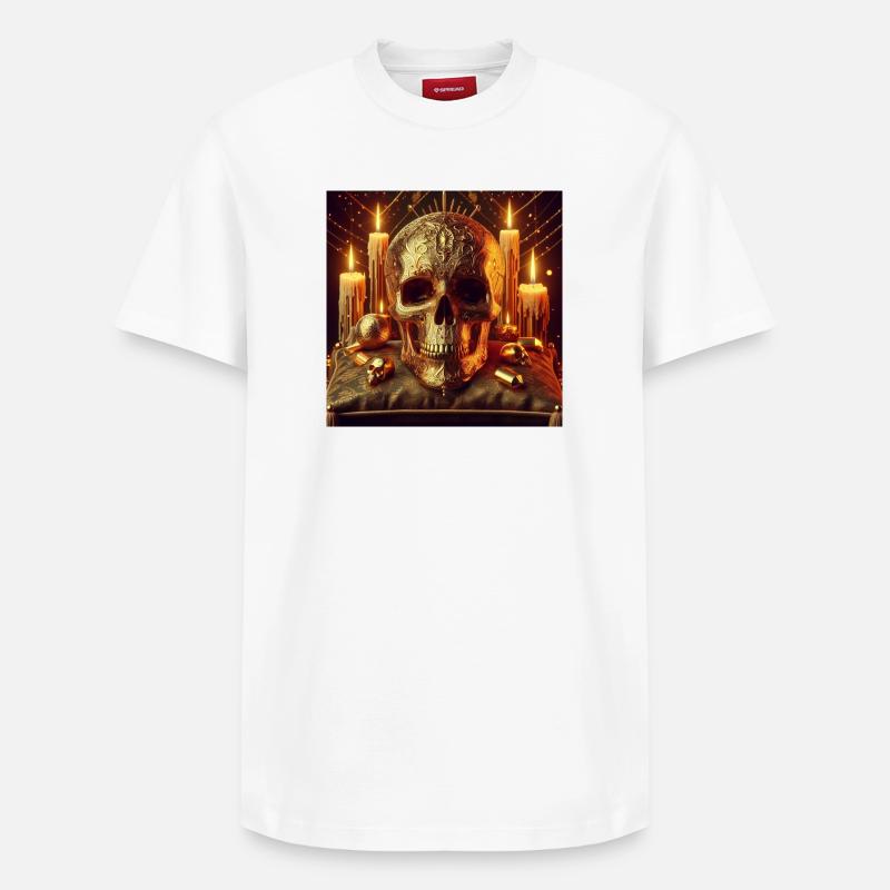 Crâne d’or - T-shirt unisexe décontracté en coton Supima – de SPREAD - blanc