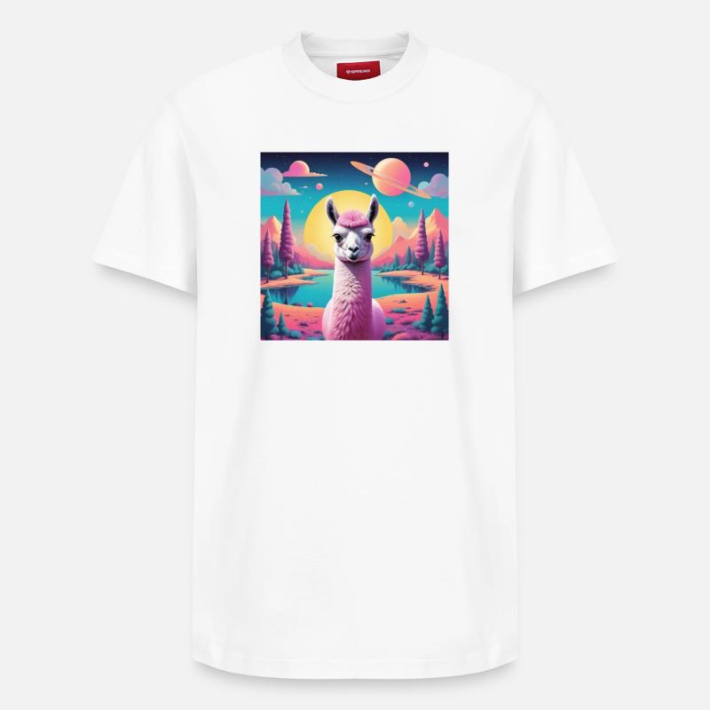Lama de l’espace - T-shirt unisexe décontracté en coton Supima – de SPREAD - blanc