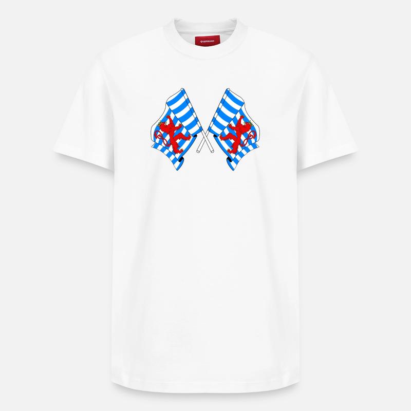 Deux drapeaux Luxembourg Belgique - T-shirt unisexe décontracté en coton Supima – de SPREAD - blanc