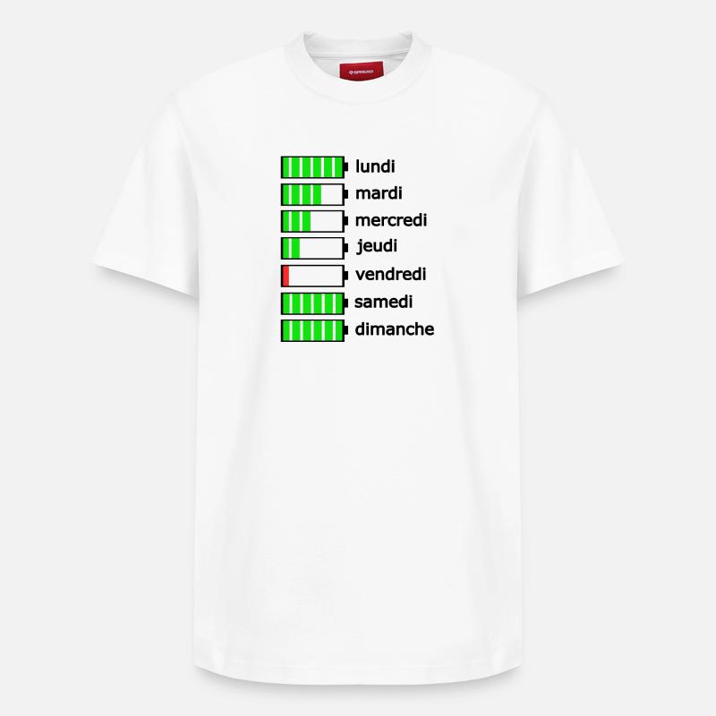 Les jours de la semaine - T-shirt unisexe décontracté en coton Supima – de SPREAD - blanc