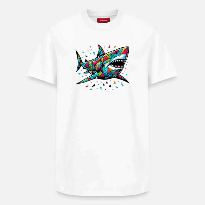 Requin - T-shirt unisexe décontracté en coton Supima – de SPREAD - blanc