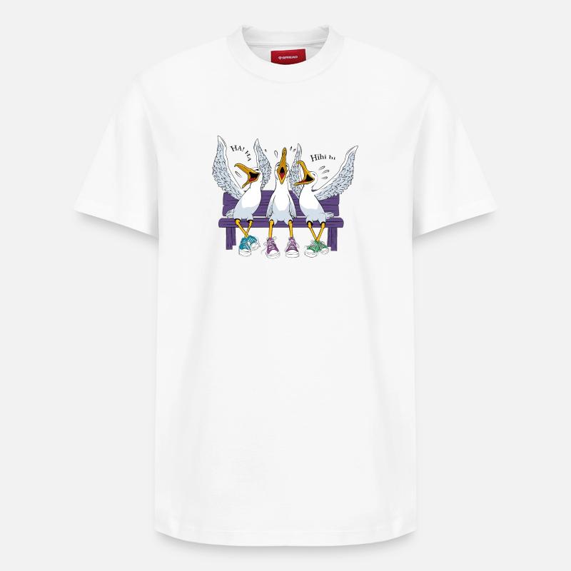 Mouettes sur Banc - T-shirt unisexe décontracté en coton Supima – de SPREAD - blanc