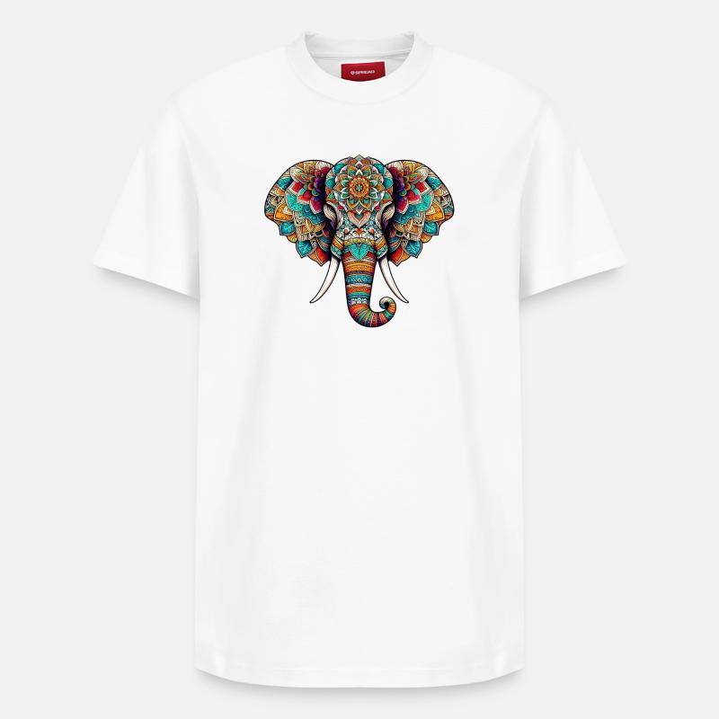 Éléphant - T-shirt unisexe décontracté en coton Supima – de SPREAD - blanc