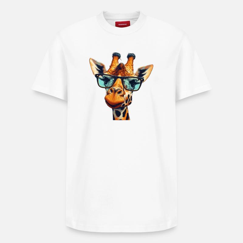 Giraffe mit Brille - Relaxed Unisex Supima Cotton T-Shirt – von SPREAD - Weiß