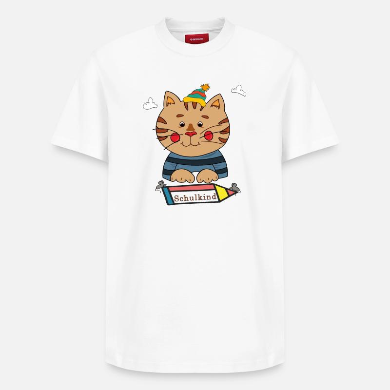 Chat écolier - T-shirt unisexe décontracté en coton Supima – de SPREAD - blanc