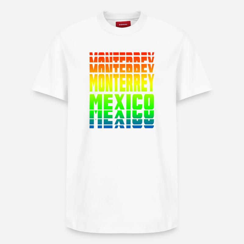 Monterrey Mexiko Regenbogen Design - Relaxed Unisex Supima Cotton T-Shirt – von SPREAD - Weiß