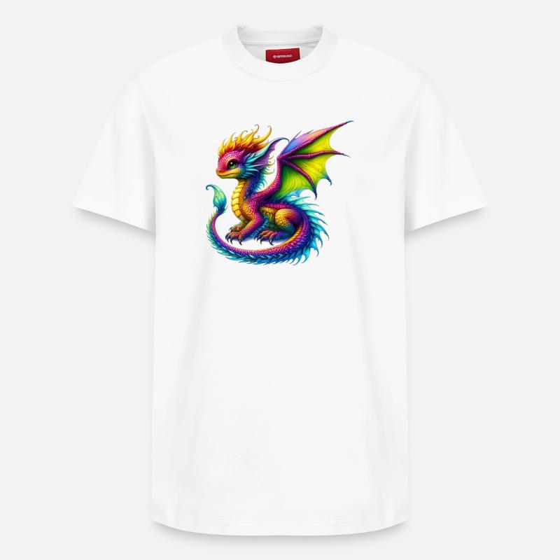 Drache - Relaxed Unisex Supima Cotton T-Shirt – von SPREAD - Weiß
