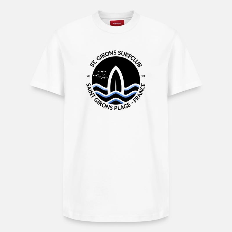 Surf Club St.Girons Plage Surfwave - T-shirt unisexe décontracté en coton Supima – de SPREAD - blanc