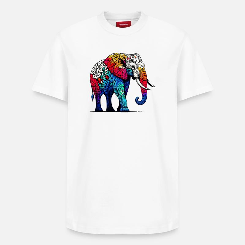 Éléphant - T-shirt unisexe décontracté en coton Supima – de SPREAD - blanc