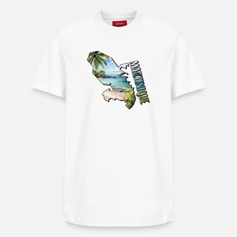 Carte à l’aquarelle Martinique - T-shirt unisexe décontracté en coton Supima – de SPREAD - blanc