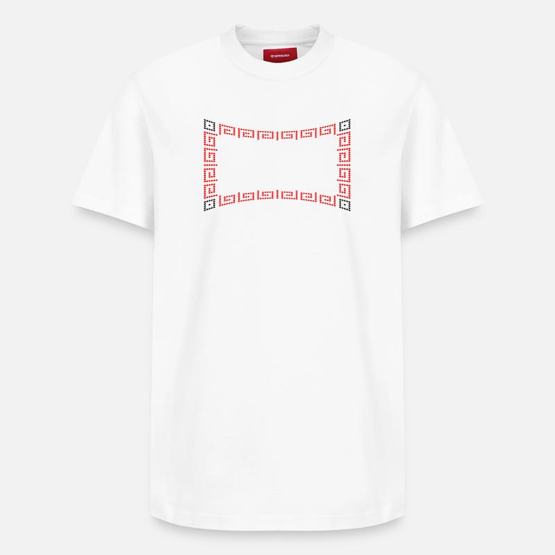 Frame pattern red - Relaxed Unisex Supima Cotton T-Shirt – by SPREAD - white