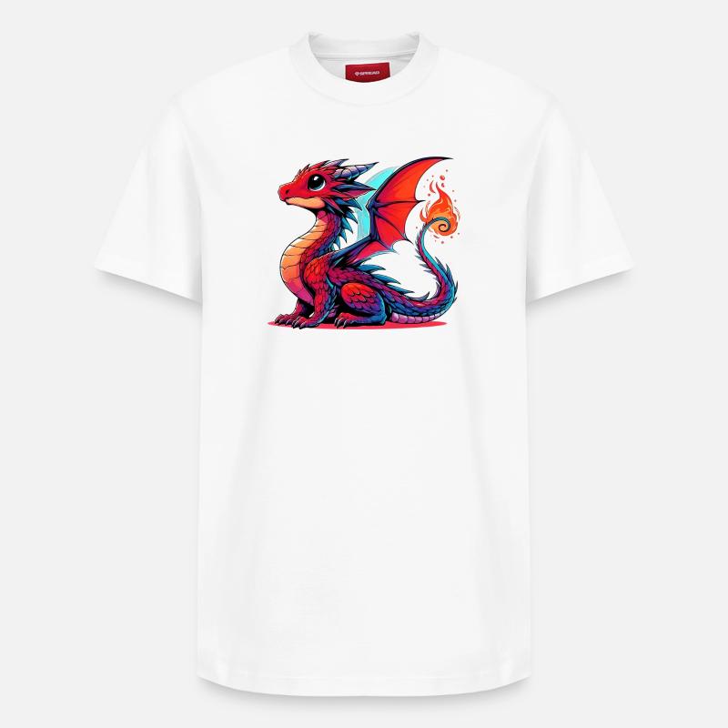Drache - Relaxed Unisex Supima Cotton T-Shirt – von SPREAD - Weiß
