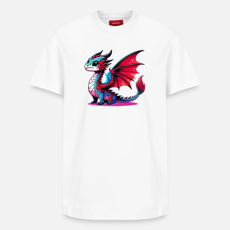 Drache - Relaxed Unisex Supima Cotton T-Shirt – von SPREAD - Weiß