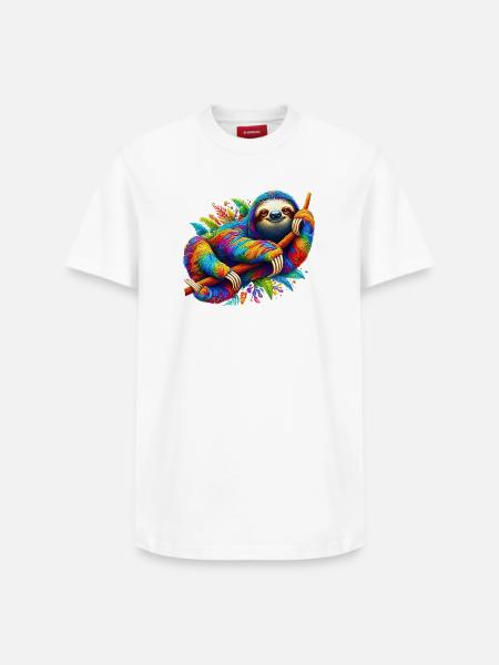 Sloth - Relaxed Unisex Supima Cotton T-Shirt – by SPREAD - white